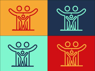 Mutlu Aile Logosu Şablonu, Ailenin Basit Düz Simgesi, Kızı, Mutlu