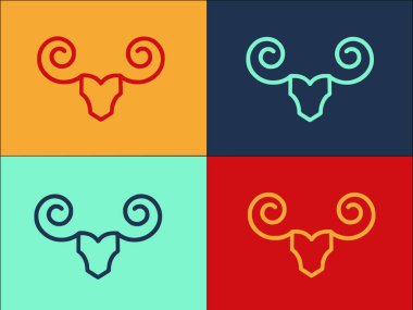 Baş Antilop Logo Şablonu, Basit Düz Kafa Simgesi, Hayvan, Vahşi Yaşam