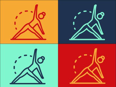 Sağlık Pilates Logosu Şablonu, Spor Simgesi, Pilates, Yoga