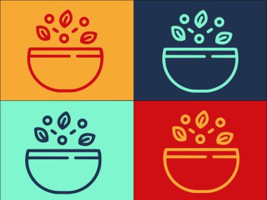 Sağlıklı Bowl Logo Şablonu, Basit Düz Yemek Simgesi, Yemek, Kase