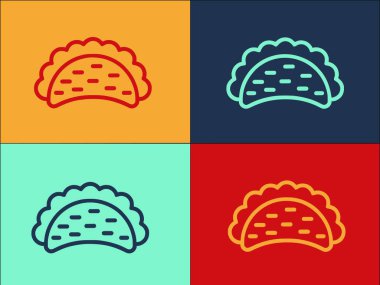Sağlıklı Taco Logo Şablonu, Sağlıklı Düz Simge, Yiyecek, Meksika