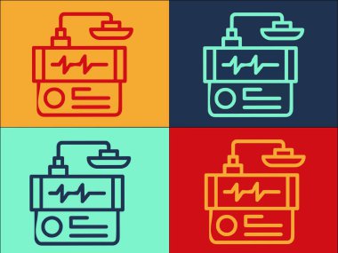 Kalp Defibrilatörü Logo Şablonu, Basit Düz Kalp Simgesi, Defibrilatör, Acil Durum