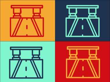 Otoyol Köprüsü Logo Şablonu, Basit Düz Otoyol Simgesi, Köprü, Yol
