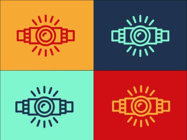 Yürüyen Baş Lamba Logo Şablonu, Basit Düz Işık Simgesi, Lamba, Yürüyüş