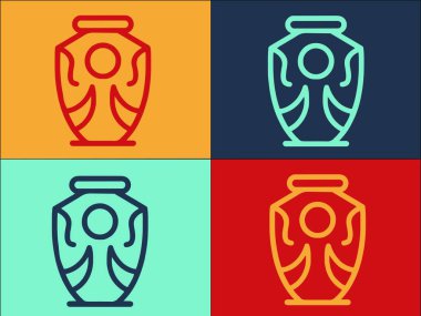 Tarih Amforo Logo Şablonu, Tarihin Basit Düz Simgesi, Antika, Antik