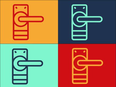 Ev Kapısı İşlem Logosu Şablonu, Basit Düz Kapı Simgesi, Ev, Ev