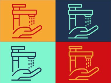 Ev Yıkama Logosu Şablonu, Basit Düz Temizlik Simgesi, Su, Banyo