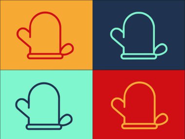 Ev Mutfağı Eldiven Logosu Şablonu, Basit Ev Düz Simgesi, Mutfak, Yemek