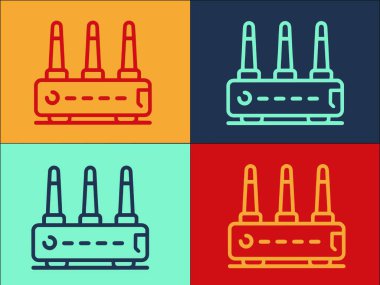 Ev Yönlendirici Logo Şablonu, Teknolojinin Basit Düz Simgesi, Yönlendirici, İnternet