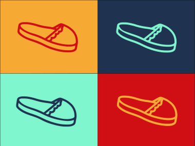 Ev Terlikleri Ayak Logosu Şablonu, Evin Basit Düz Simgesi, Sıcak, Yumuşak