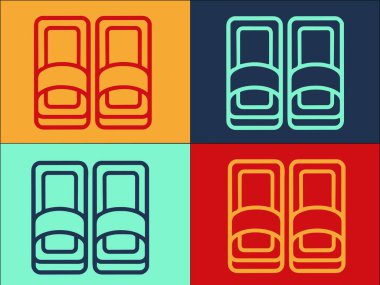 Ev Terlikleri Ayak Logosu Şablonu, Evin Basit Düz Simgesi, Sıcak, Yumuşak