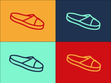 Ev Terlikleri Komik Logo Şablonu, Basit Düz Ev Simgesi, komik, şirin