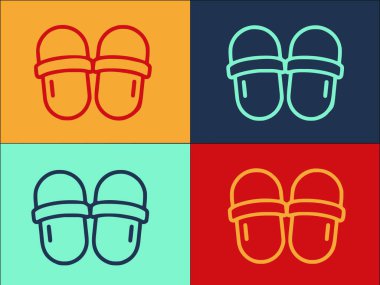 Ev Terlikleri Çift Logo Şablonu, Çiftin Basit Düz Simgesi, yumuşak, ev