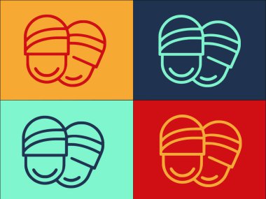 Ev Terlikleri Küçük Logo Şablonu, Evin Basit Düz Simgesi, Terlikler, Küçük