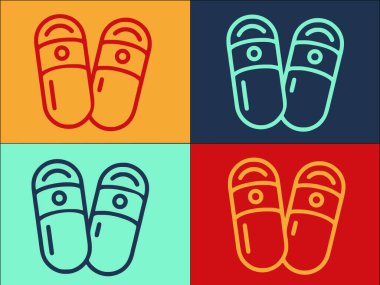 Ev Terlikleri Yaz Logosu Şablonu, Yazın Basit Düz Simgesi, Ev, Ayakkabı