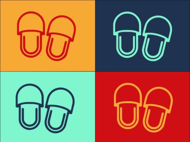 Ev Terlikleri Tekstil Logosu Şablonu, Çiftin Basit Düz Simgesi, Tekstil, Rahat