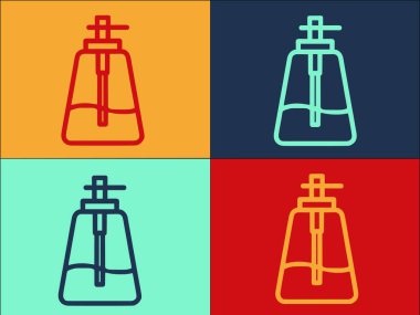 Ev spreyi tencere logo şablonu, basit düz bakım ikonu, bitki, sprey