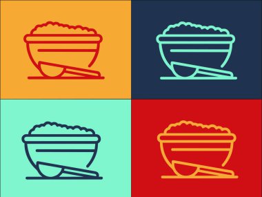 Ev yapımı Rice Bowl Logo Şablonu, Basit Düz Yemek Simgesi, Kase, Pirinç