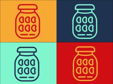 Ev yapımı Turşu Logo Şablonu, Ev Yapımı Basit Düz Simge, Malzeme, Vejetaryen