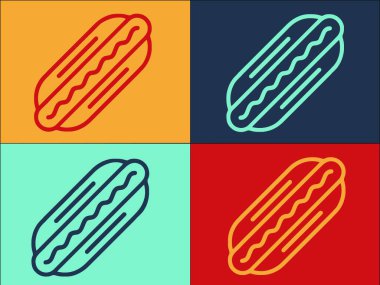 Hot Dog Logo Şablonu, Basit Düz Yemek Simgesi, Et, Sıcak