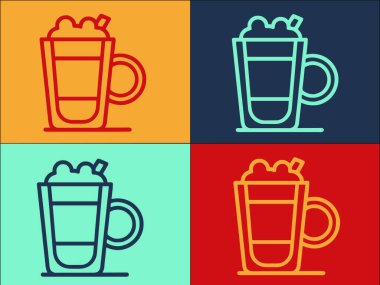 Sıcak Latte Logo Şablonu, Sade Düz Latte Simgesi, içecek, içecek
