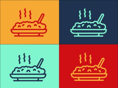 Sıcak Pirinç Logo Şablonu, Basit Düz Yiyecek Simgesi, Pirinç, Sıcak Yemek, Pirinç, Sıcak