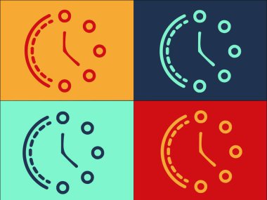Saat Duvarı Logo Şablonu, Basit Düz Zaman Simgesi, saat, saat, saat, saat