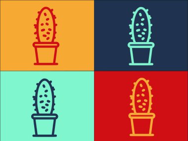 Kaktüs Kaktüsü Logo Şablonu, Basit Düz Kaktüs Simgesi, Yeşil, bitki kaktüsü, yeşil, bitki