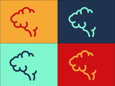 Kalp Logosu Şablonu Olan İnsan Beyni, Basit Düz Kalp Simgesi, Beyin, İnsan Kalbi, Beyin, İnsan