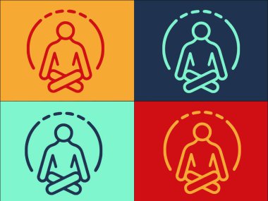İnsan Meditasyon Logosu Şablonu, İnsan Düz Simgesi, Meditasyon, Yoga insanı, Meditasyon, Yoga