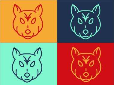 Husky Wolf Logo Şablonu, Basit Düz Hayvan Simgesi, Kurt, Köpek, Kurt, Köpek