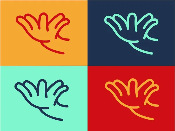 Handgeste Alle Finger Logo Vorlage Einfache Flache Ikone Des Zeichens — Stockvektor