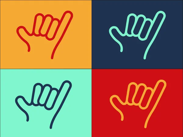 Mão Gesto Hang Loose Logo Template Ícone Liso Simples Gesto — Vetor de Stock
