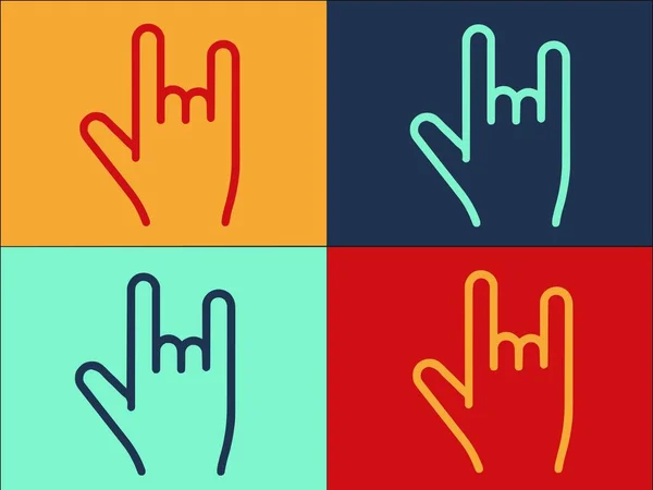 Handgeste Rock Logo Template Einfache Flache Ikone Der Geste Hand — Stockvektor