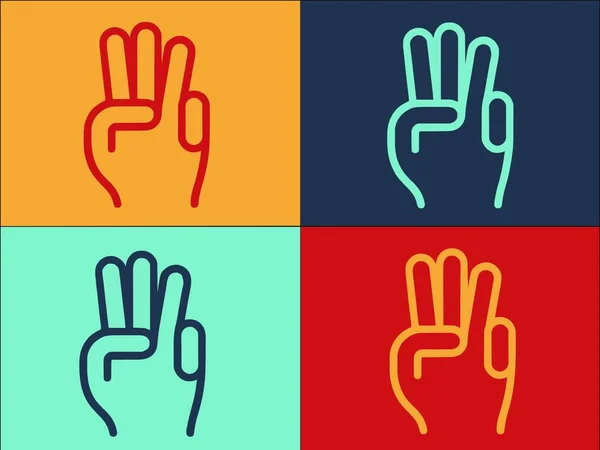 Hand Gesture Three Minutes Logo Template Simple Flat Icon Gesture — Stock Vector