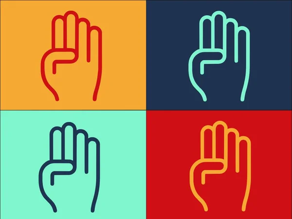 Hand Gesture Logo Template Simple Flat Icon Sign Set Isolated — Stock Vector