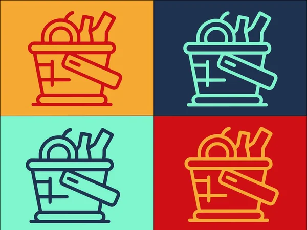 Обробка Пікніка Кошик Логотип Шаблон Проста Плоска Піктограма Пікніка Їжа — стоковий вектор