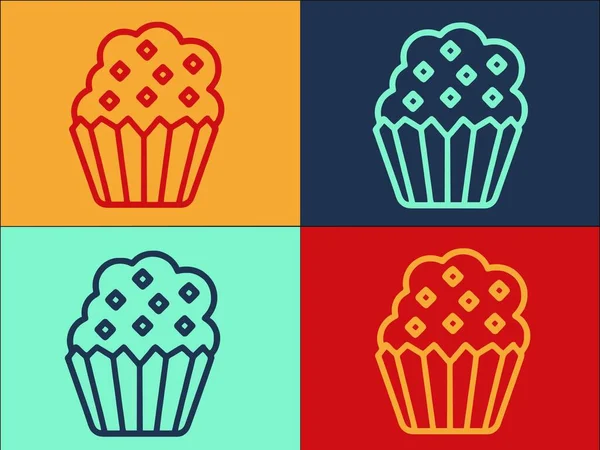 Handgemachte Muffin Logo Vorlage Einfache Flache Ikone Von Lebensmitteln Muffin — Stockvektor