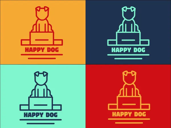 Modèle Logo Chien Heureux Icône Plate Simple Chien Animal Canin — Image vectorielle