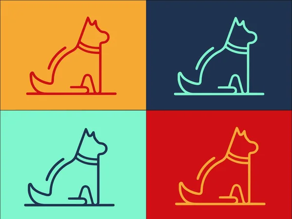 Modèle Logo Chien Heureux Assis Icône Plate Simple Chien Animal — Image vectorielle