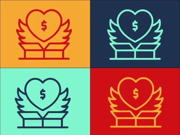 Сердечное Пожертвование Шаблон Простая Плоская Икона Сердца Забота Благотворительность — стоковый вектор