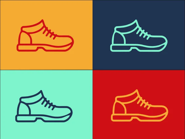 Zapatos Senderismo Logo Template Simple Flat Icono Senderismo Aventura Naturaleza — Archivo Imágenes Vectoriales