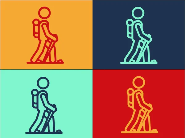 Hiking Walking Rehabilitation Logo Template Simple Flat Icon Rehabilitation People — Stock Vector
