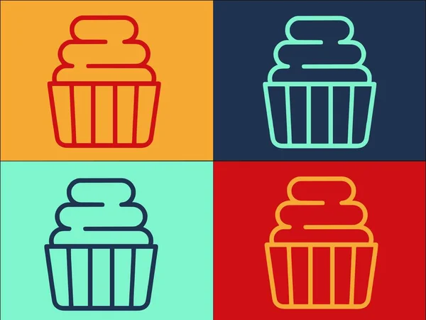 Holiday Muffin Logo Template Einfache Flache Ikone Von Muffin Essen — Stockvektor