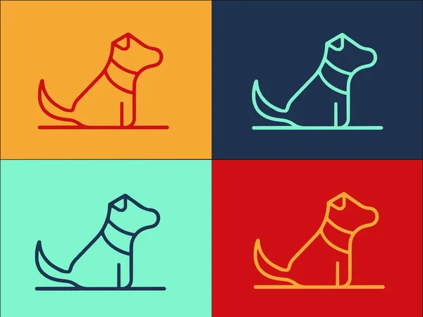Accueil Modèle Logo Chien Chiot Icône Plate Simple Animal Compagnie — Image vectorielle