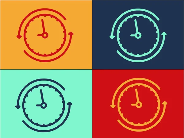 Modèle Logo Temps Travail Domicile Icône Plate Simple Maison Bureau — Image vectorielle