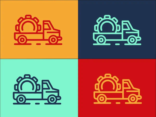 하이브리드 Tow Truck Logo Template Simple Flat Icon Car 하이브리드 — 스톡 벡터