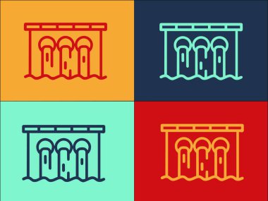 Hidroelektrik İnşaat Logo Şablonu, Hidrolik, Elektrik, Elektrik, Elektrik, Elektrik Simgesi Basit Düz Simgesi