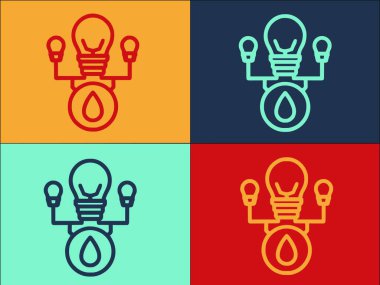 Hidroelektrik Ampul Logo Şablonu, Basit Düz Enerji Simgesi, Güç Sembolü, Sembol Enerjisi