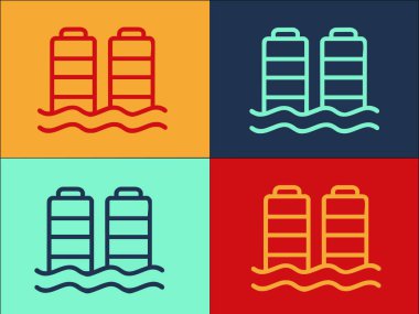 Hidroelektrik Sanayi Logo Şablonu, Basit Düz Enerji Simgesi, Elektrik, Su Enerjisi, Elektrik, Su